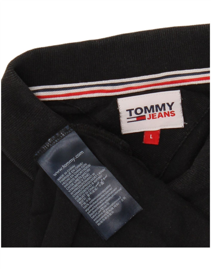 TOMMY HILFIGER Ανδρικό πουκάμισο πόλο μεγάλο μαύρο βαμβακερό