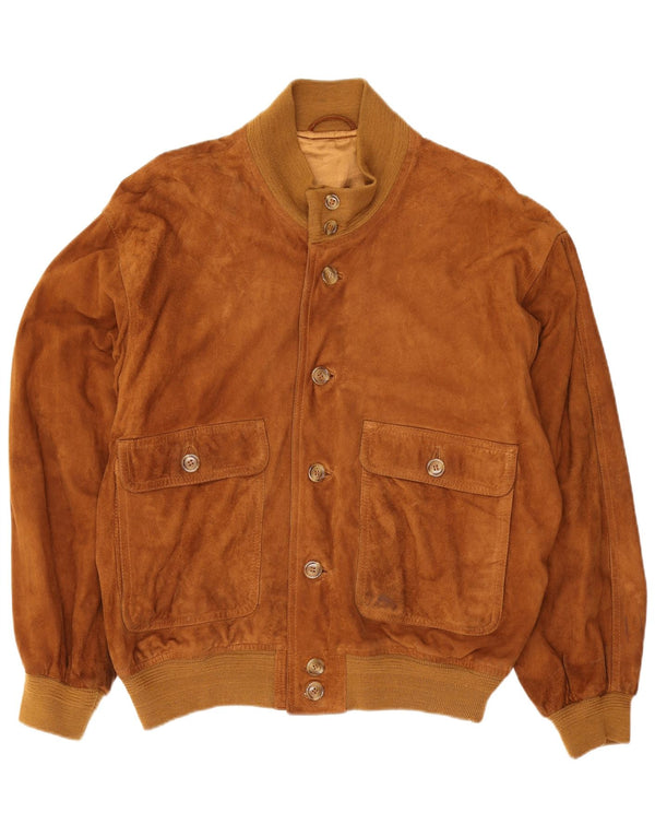 Vintage Ανδρικό Suede Bomber Jacket IT 48 Medium Beige