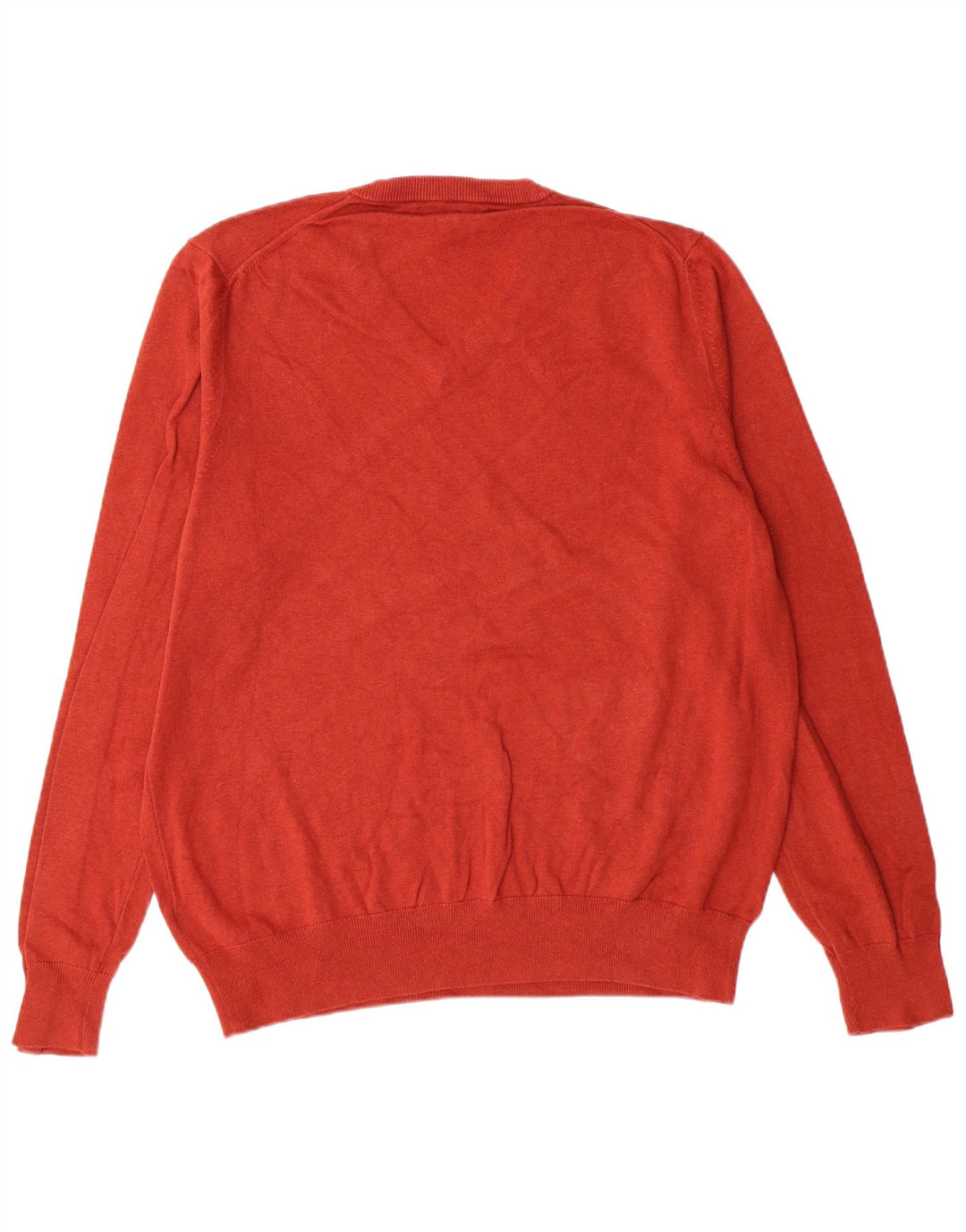 MARKS & SPENCER Ανδρικό πουλόβερ με V λαιμόκοψη XL Red Cotton Classic