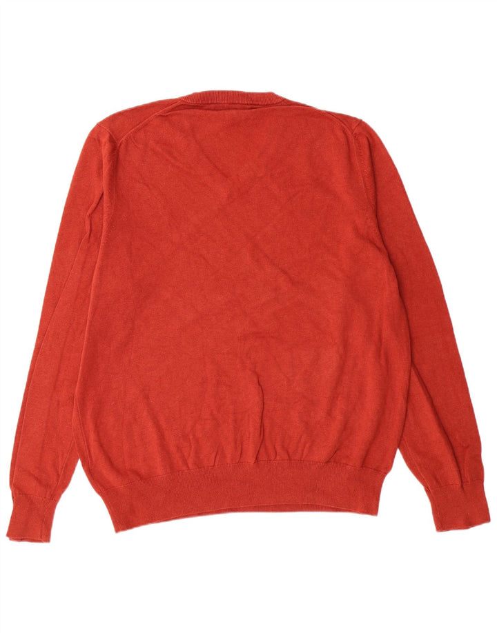 MARKS & SPENCER Ανδρικό πουλόβερ με V λαιμόκοψη XL Red Cotton Classic