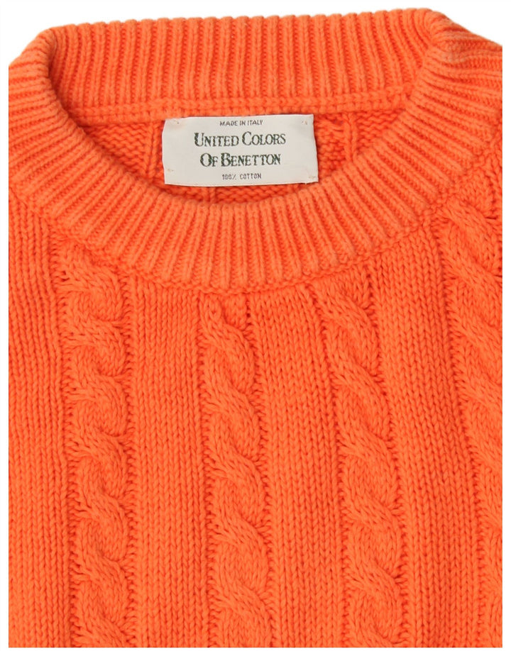 Γυναικείο πουλόβερ Benetton Crew Neck Jumper UK 14 Μεσαίο πορτοκαλί βαμβακερό