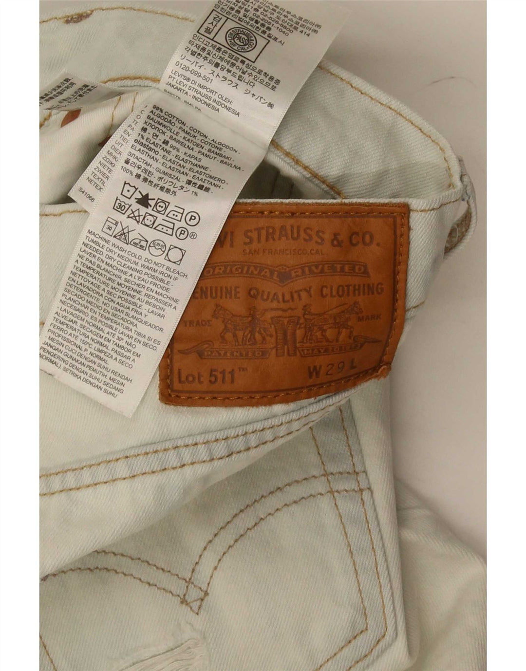 Levi's Mens 511 Slim Fit Distressed τζιν σορτς W29 Μικρό μπλε βαμβακερό