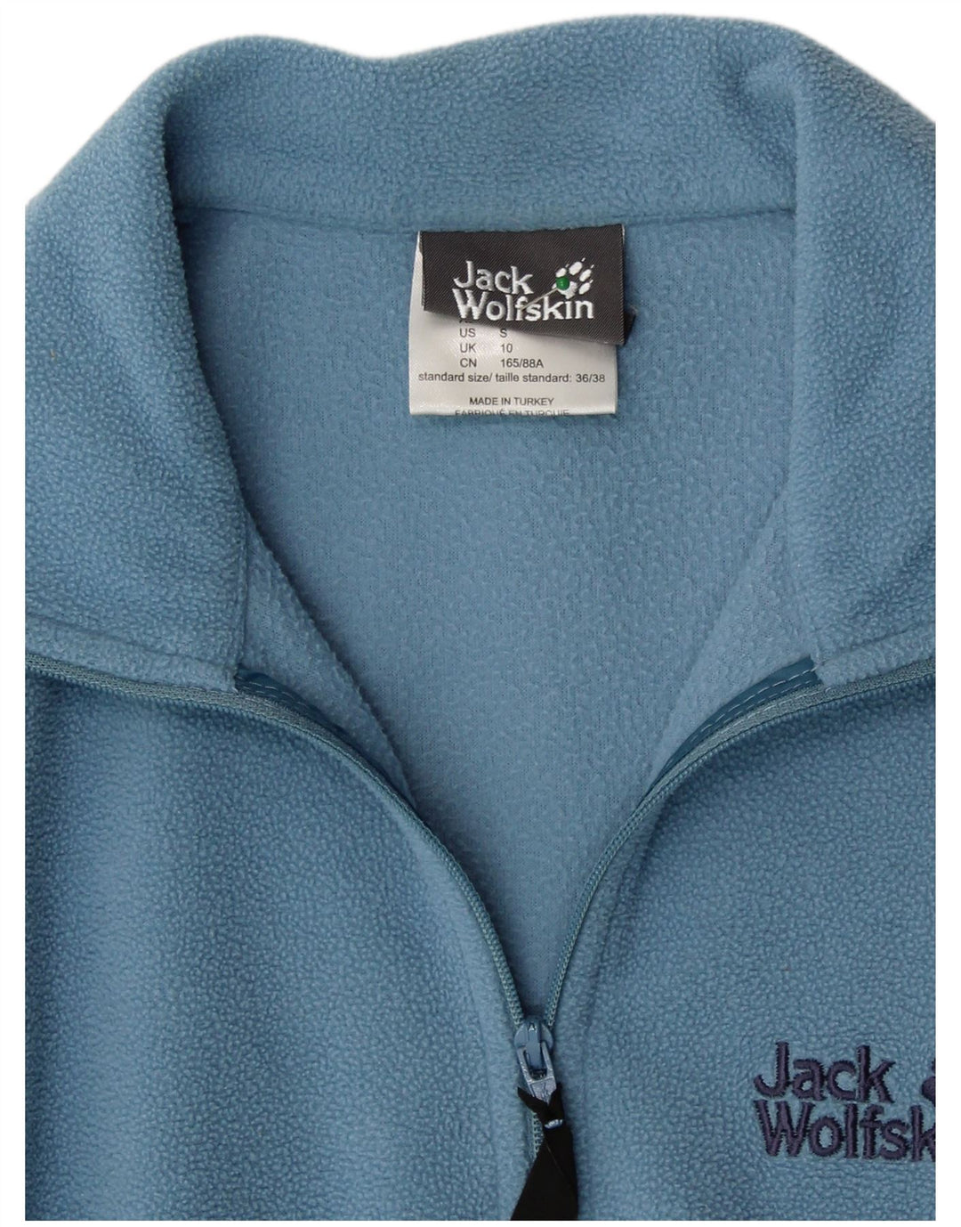 JACK WOLFSKIN Γυναικείο φερμουάρ φλις λαιμόκοψη UK 10 μικρού μπλε πολυεστέρα