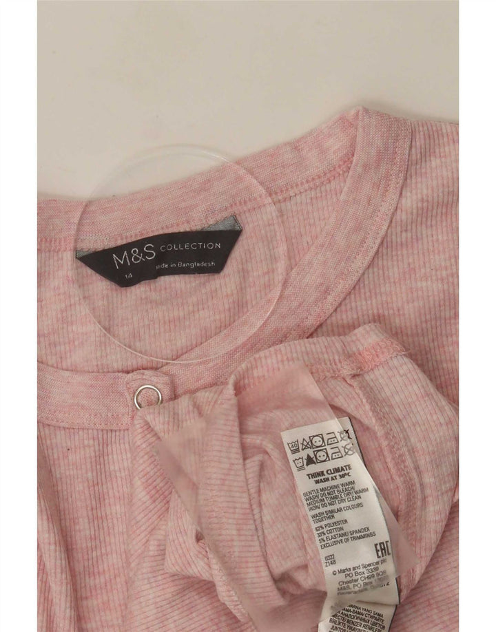 Marks & Spencer Γυναικείο τοπ μακρυμάνικο UK 14 Medium Pink Polyester