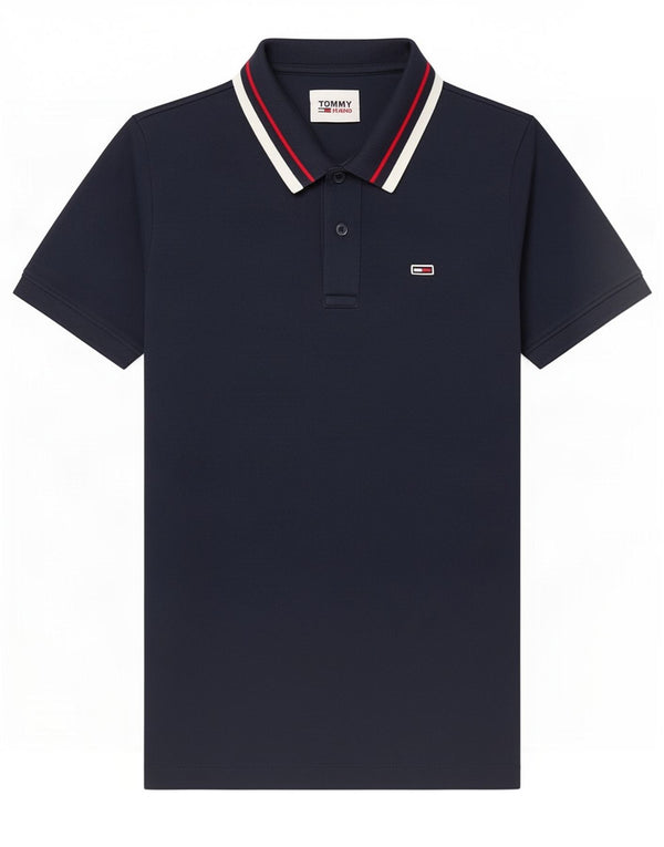 Tommy Hilfiger Ανδρικό πουκάμισο Polo Μικρό Βαμβακερό ριγέ μπλε Navy