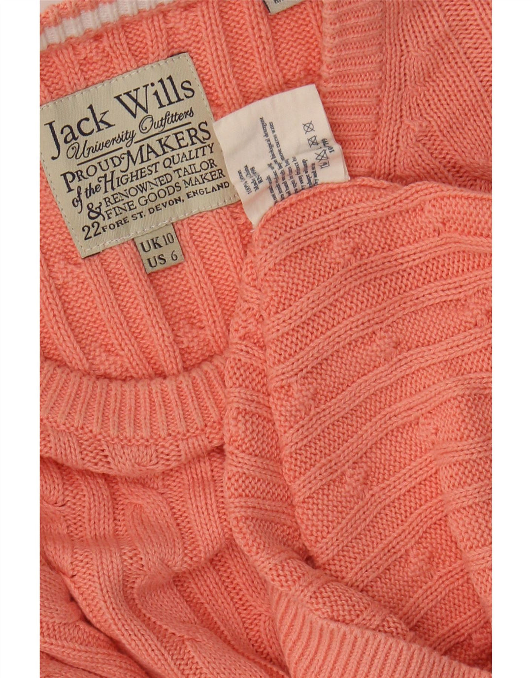 JACK WILLS Γυναικείο πουλόβερ με λαιμόκοψη Crop Crop UK 10 Small Pink Cotton