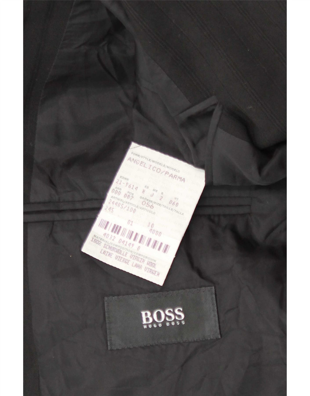 Ανδρικό σακάκι σακάκι Hugo Boss με 3 κουμπιά EU 56 3XL Μαύρο ριγέ μαλλί