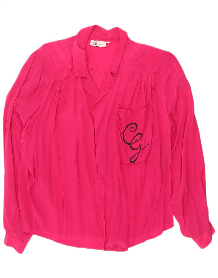 Vintage γυναικείο πουκάμισο oversized μπλούζα UK 10 Small Pink