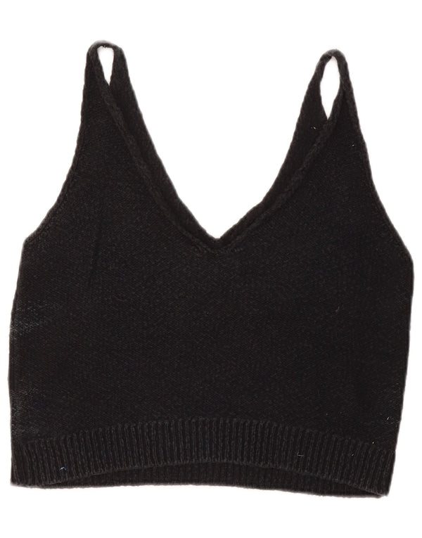 Γυναικεία πλεκτή μπλούζα Zara Crop Top UK 12 μεσαία γκρι βισκόζη