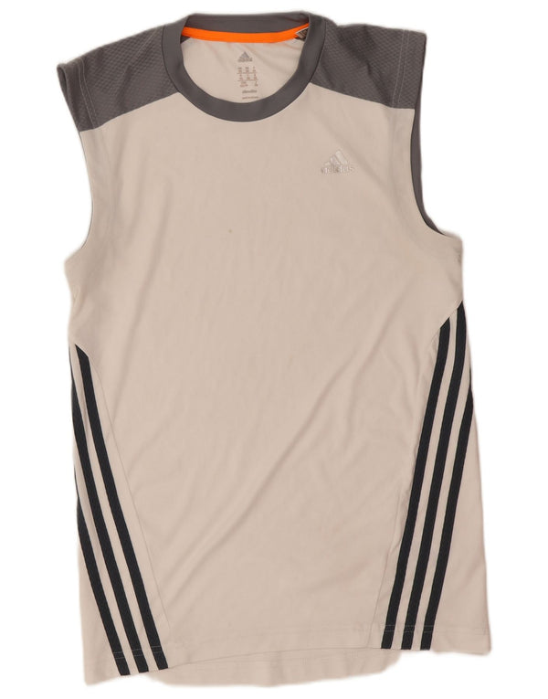 Adidas Mens Vest Top XS White Colourblock Polyester Sports