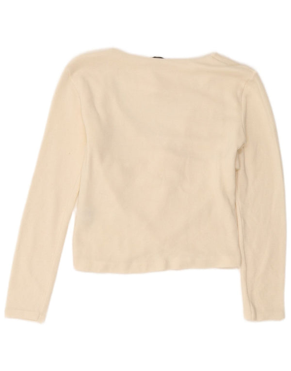 Zara γυναικεία μακρυμάνικη μπλούζα τοπ UK 10 Small Off White Viscose