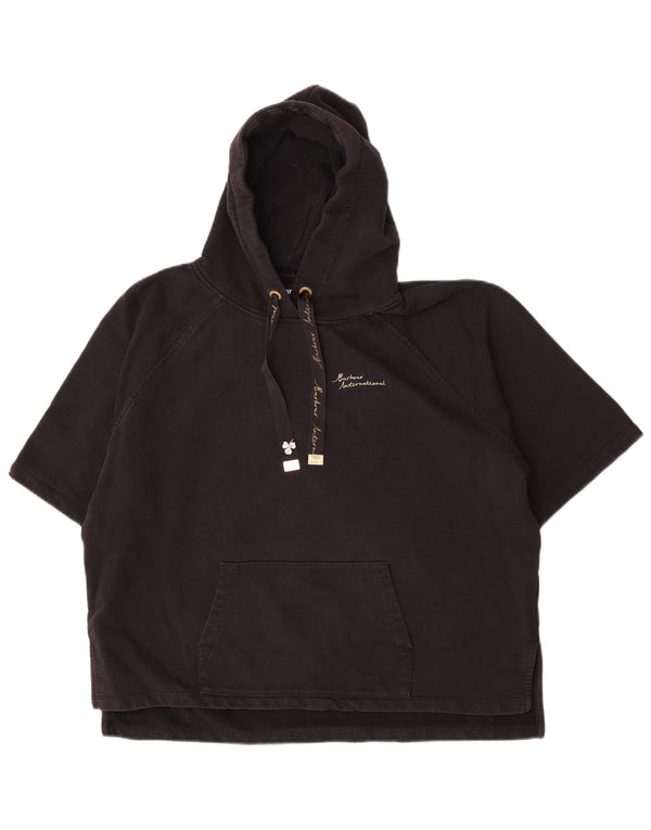 Barbour Γυναικείο κοντό μανίκι Oversized Hoodie Jumper UK 14 Large Μαύρο
