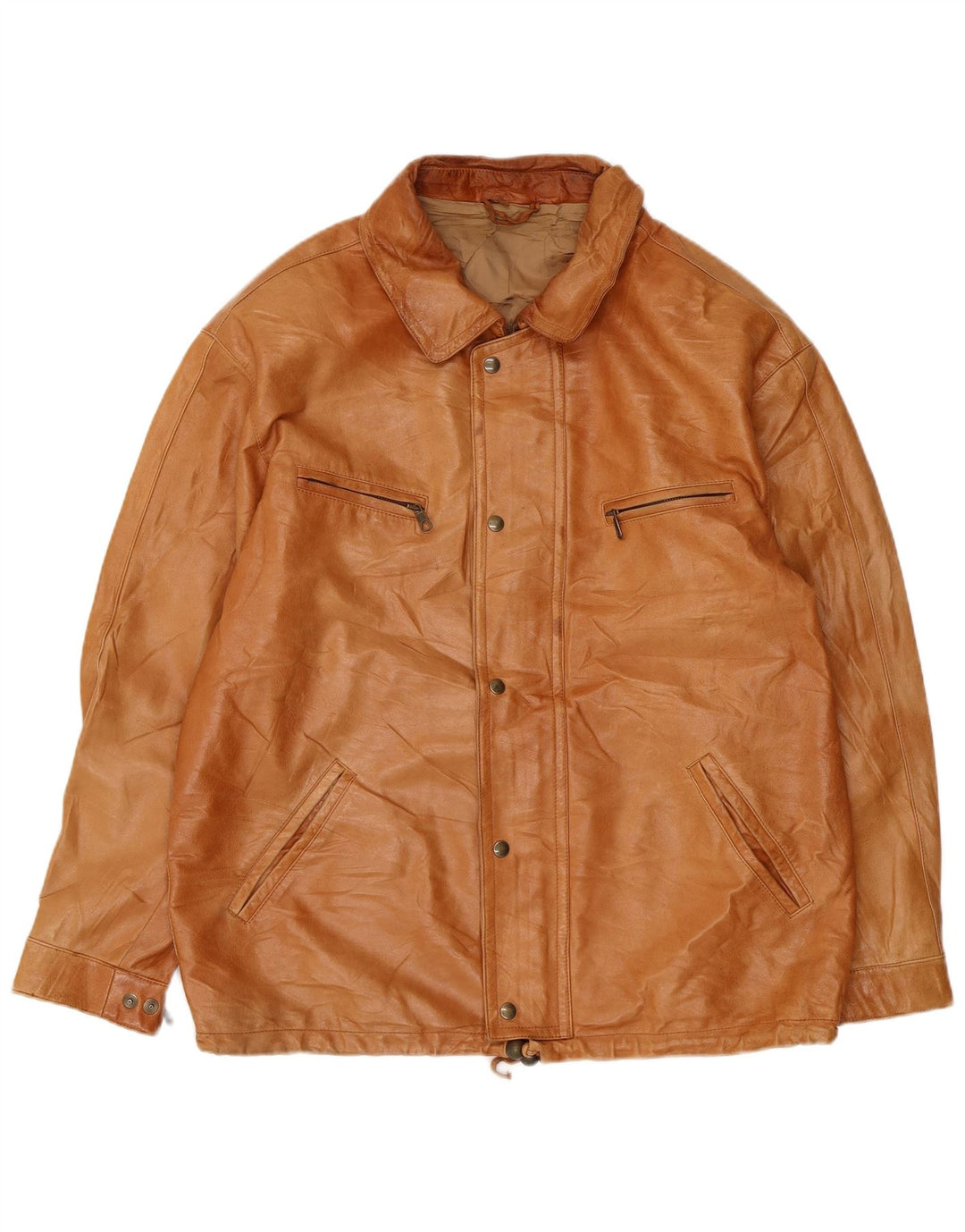 Vintage Ανδρικό Δερμάτινο Μπουφάν UK 38 Medium Beige Leather