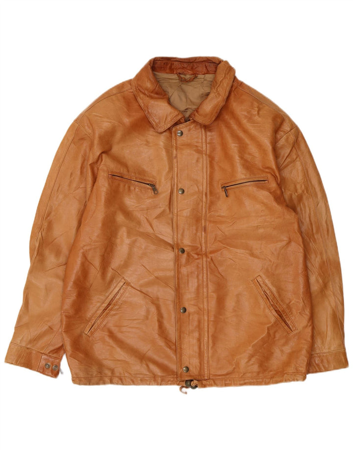 Vintage Ανδρικό Δερμάτινο Μπουφάν UK 38 Medium Beige Leather