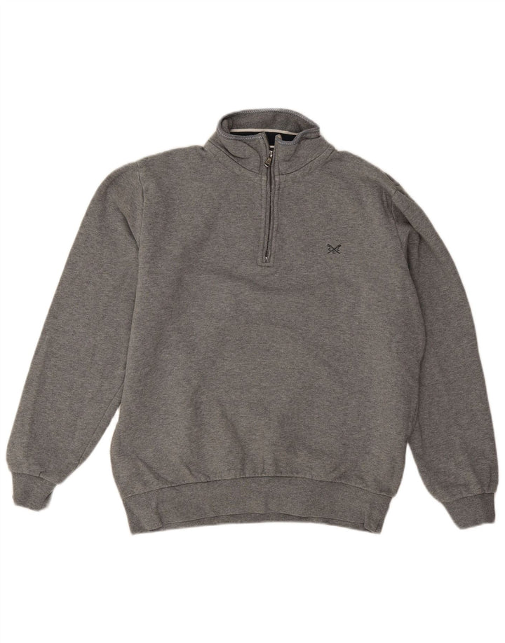 Ανδρικό φούτερ με φερμουάρ Crew Clothing, μεσαίο βαμβακερό γκρι