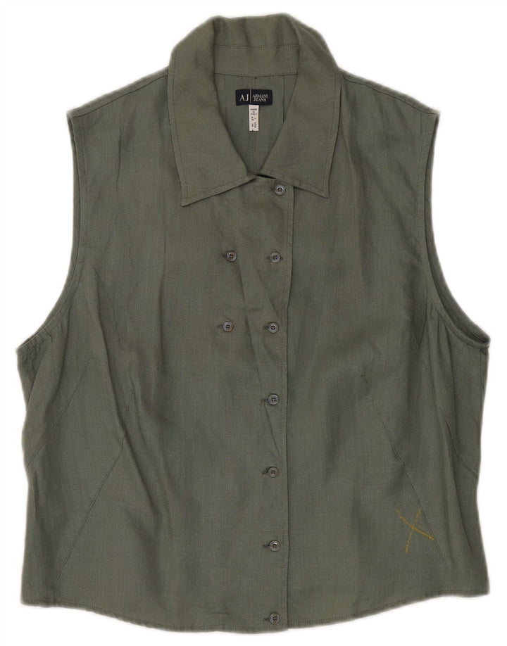 Armani Jeans Γυναικείο Αμάνικο Διπλό Μπλούζα Μπλούζα IT 48 XL Χακί