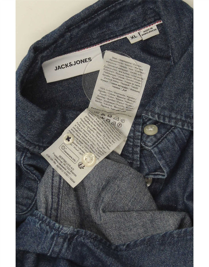 Jack & Jones Ανδρικό τζιν πουκάμισο XL Navy Blue Cotton