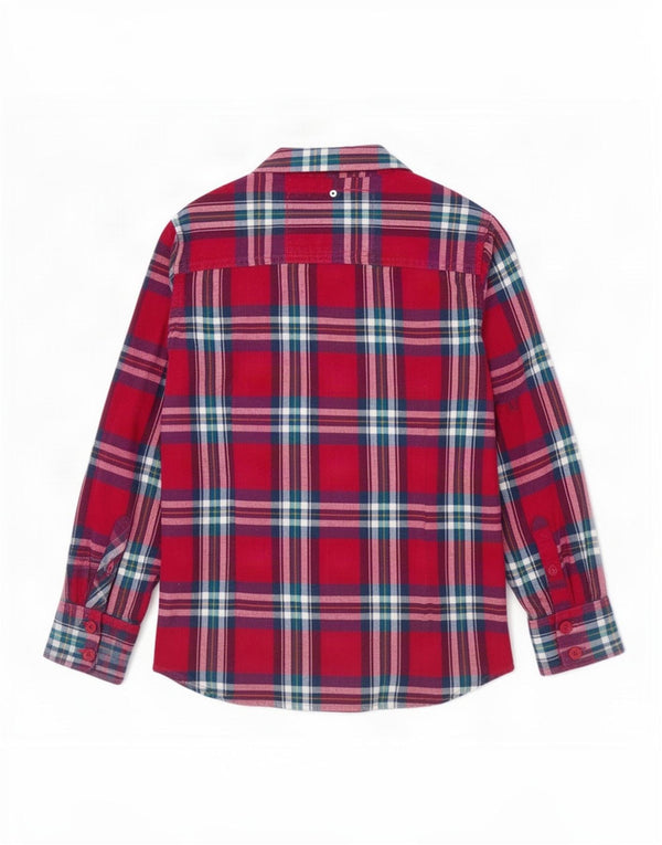 Superdry Womens 3/4 Sleeve Flannel Shirt UK 10 Small Pink Plaid Cotton