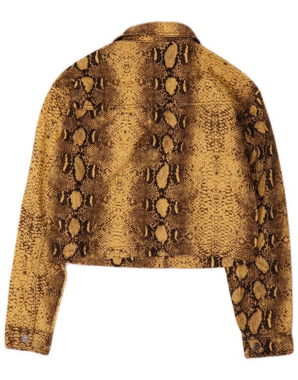 Topshop Γυναικείο τζιν μπουφάν UK 10 Small Yellow Animal print βαμβακερό