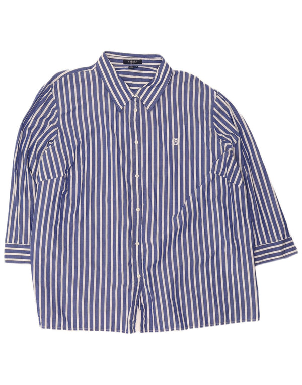 Chaps Γυναικείο πουκάμισο 3/4 μανίκι UK 22 3XL Μπλε ριγέ βαμβακερό
