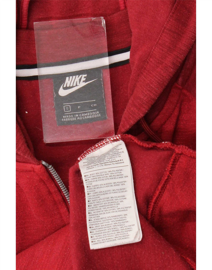Ανδρικό πουλόβερ Nike με φερμουάρ με κουκούλα από βαμβακερό μικρό κόκκινο χρώμα