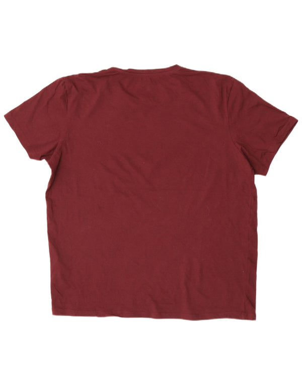 Jack & Jones Mens Graphic T-Shirt Top XL Burgundy Cotton