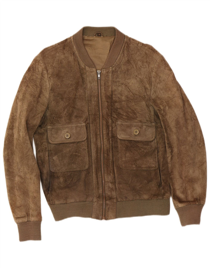 Vintage Γυναικείο Suede Bomber Jacket IT 50 XL Χακί Δερμάτινο