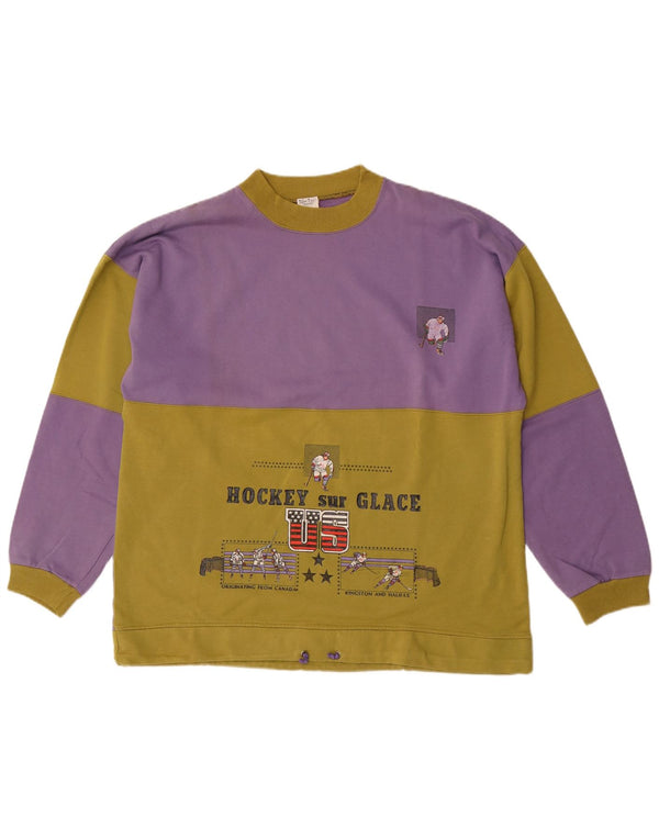 Tom Tino Ανδρικό γραφικό φούτερ USA Jumper Large Purple Colourblock Βαμβακερό
