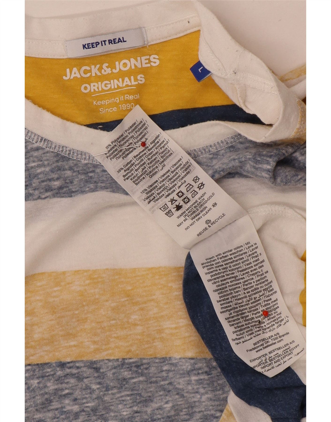 Jack & Jones Ανδρικό T-Shirt Top μεγάλο πολύχρωμο ριγέ πολυεστέρα