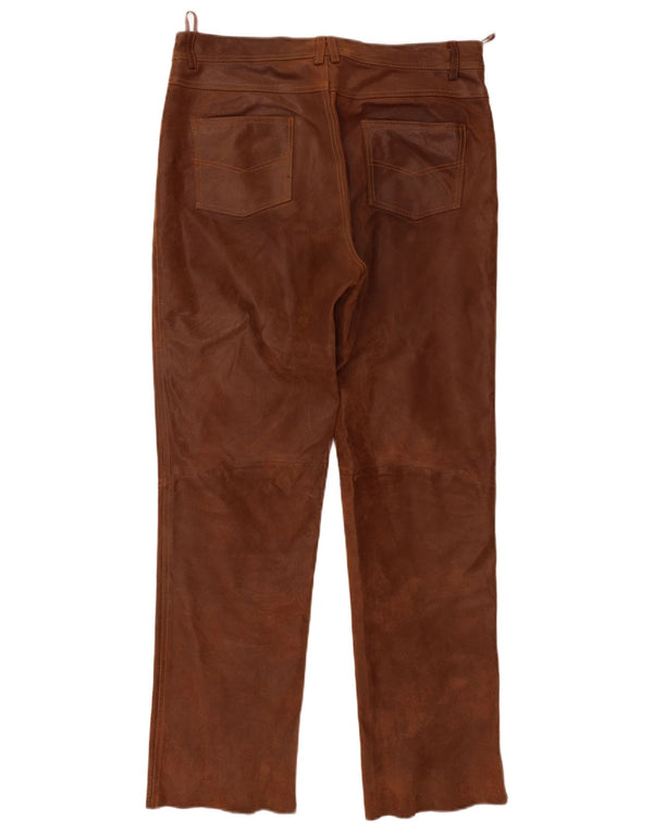 Vintage Ανδρικό ίσιο σουέτ παντελόνι IT 48 Medium W32 L31 Καφέ Δερμάτινο