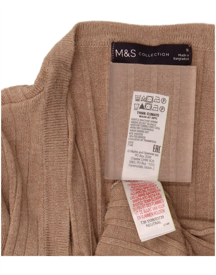 Marks & Spencer Γυναικείο Longline ανοιχτό πουλόβερ ζακέτα UK 10 Small Beige