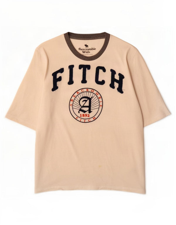 Abercrombie & Fitch Boys γραφικό μπλουζάκι 11-12 ετών λευκό βαμβακερό