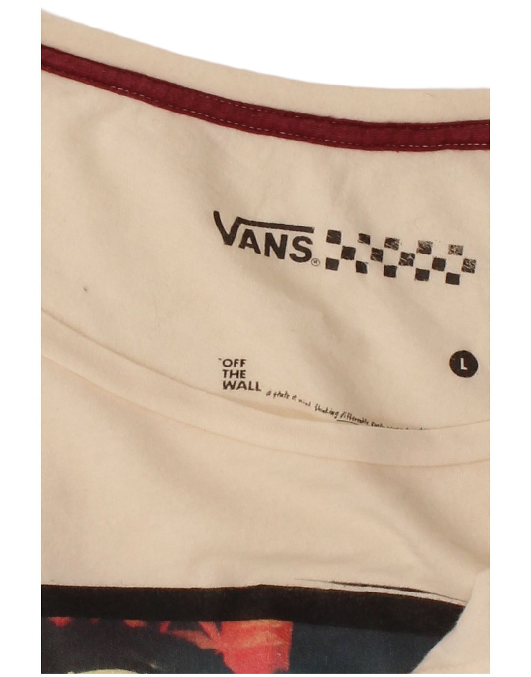 Γυναικείο γραφικό μπλουζάκι VANS Top UK 16 Large Off White Colourblock