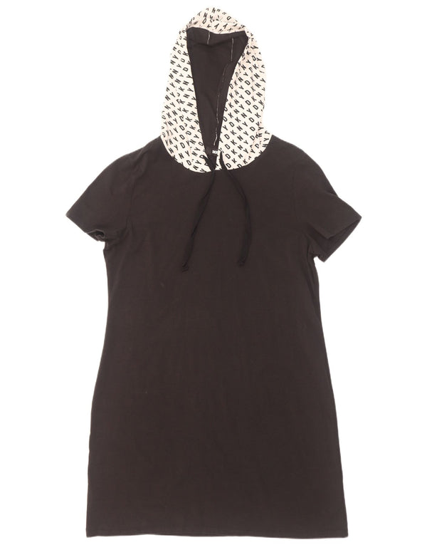 Γυναικείο T-Shirt με κουκούλα Dkny φόρεμα UK 18 XL μαύρο βαμβακερό χρώμα