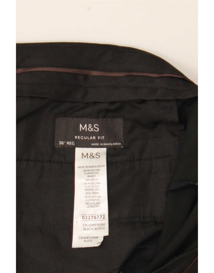 Marks & Spencer Ανδρικό ίσιο παντελόνι με κανονική εφαρμογή W36 L31 Μαύρο