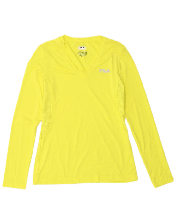 Fila Γυναικείο τοπ μακρυμάνικο UK 10 Small Yellow Polyester