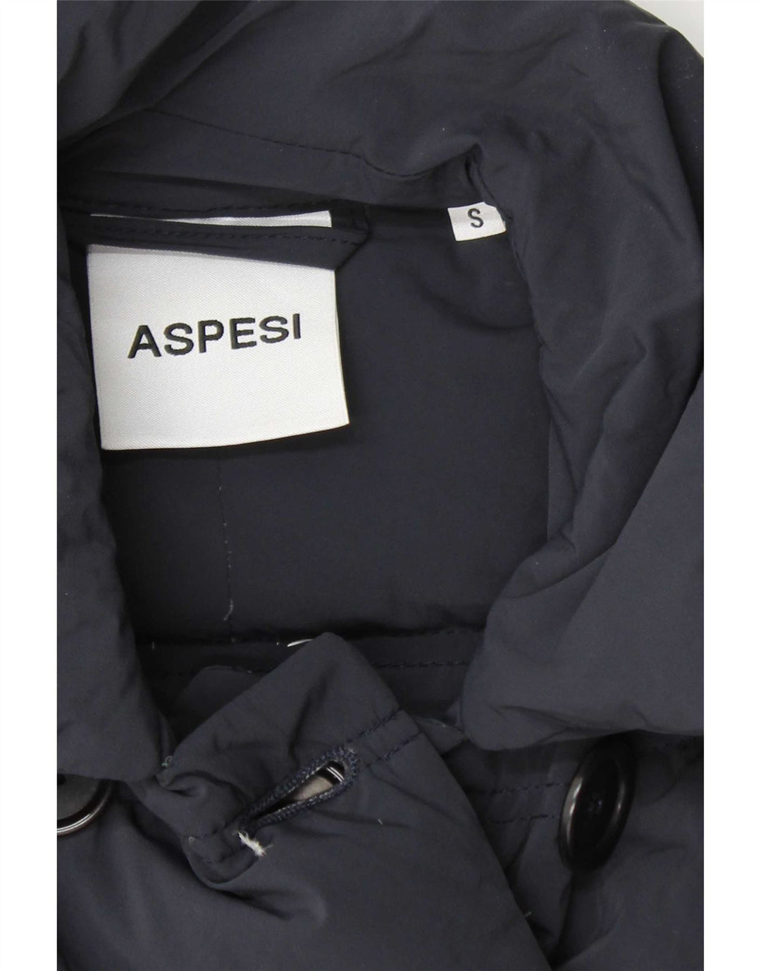 Aspesi γυναικείο διπλό παλτό με επένδυση UK 10 Small Navy Blue Polyamide