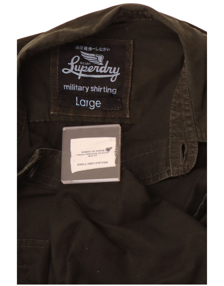 Ανδρικό Στρατιωτικό Πουκάμισο SUPERDRY Μεγάλο Χακί Βαμβακερό