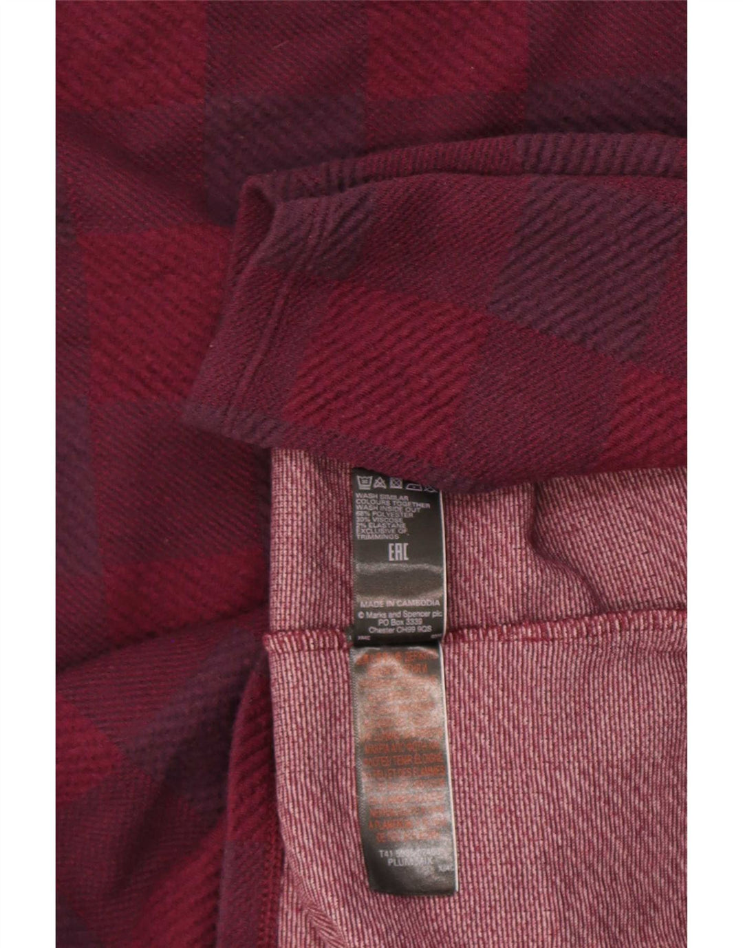 Marks & Spencer Γυναικεία μπλούζα μακρυμάνικη UK 14 Large Purple Check Polyester