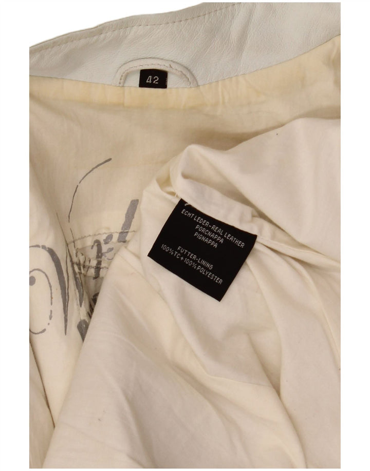 Vintage Γυναικείο Δερμάτινο Μπουφάν EU 42 Large White Leather