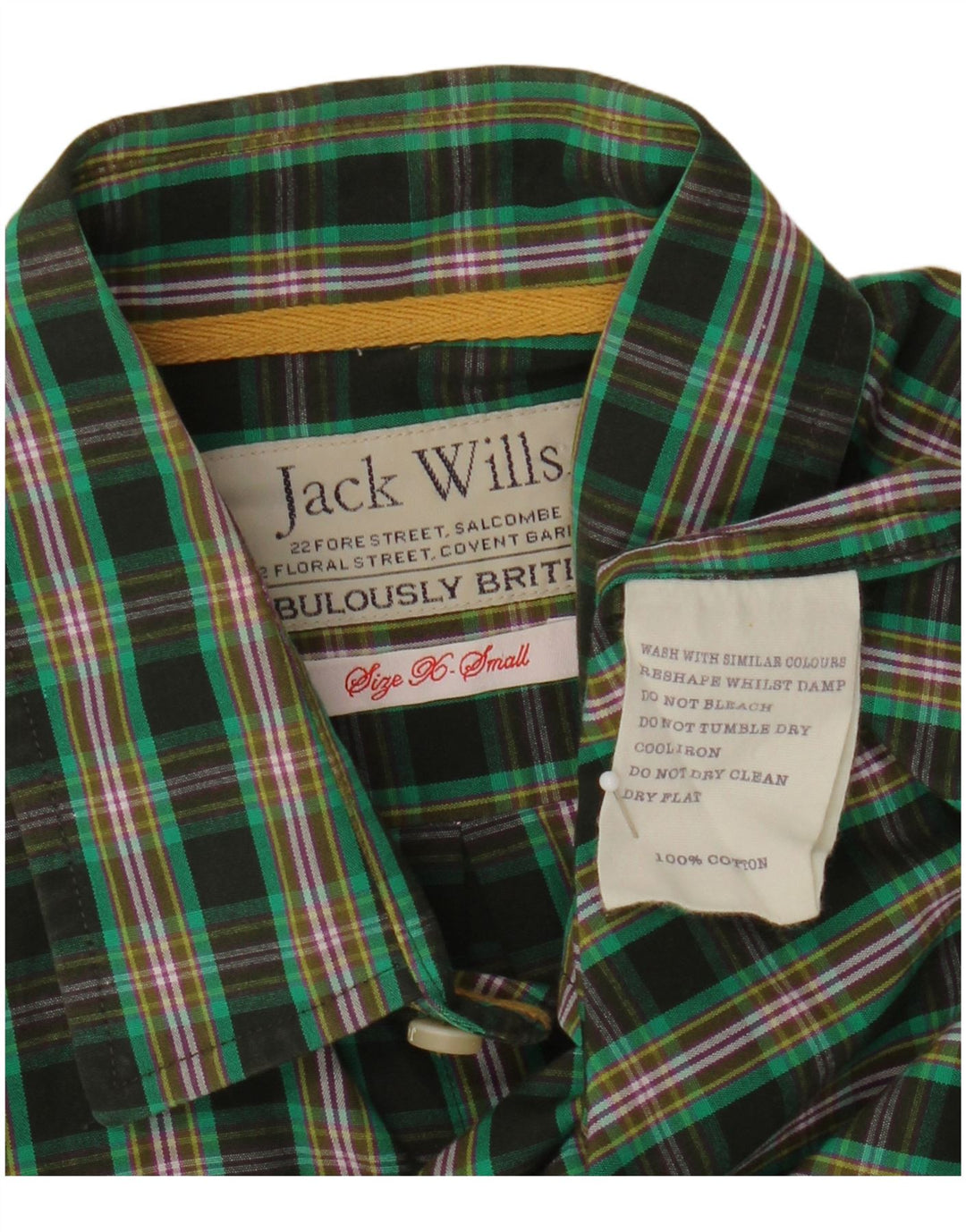 Jack Wills Ανδρικό πουκάμισο XS Πράσινο βαμβακερό καρό