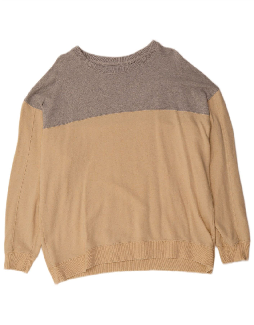 FAT FACE Mens Sweatshirt Jumper Large Beige Colourblock Cotton