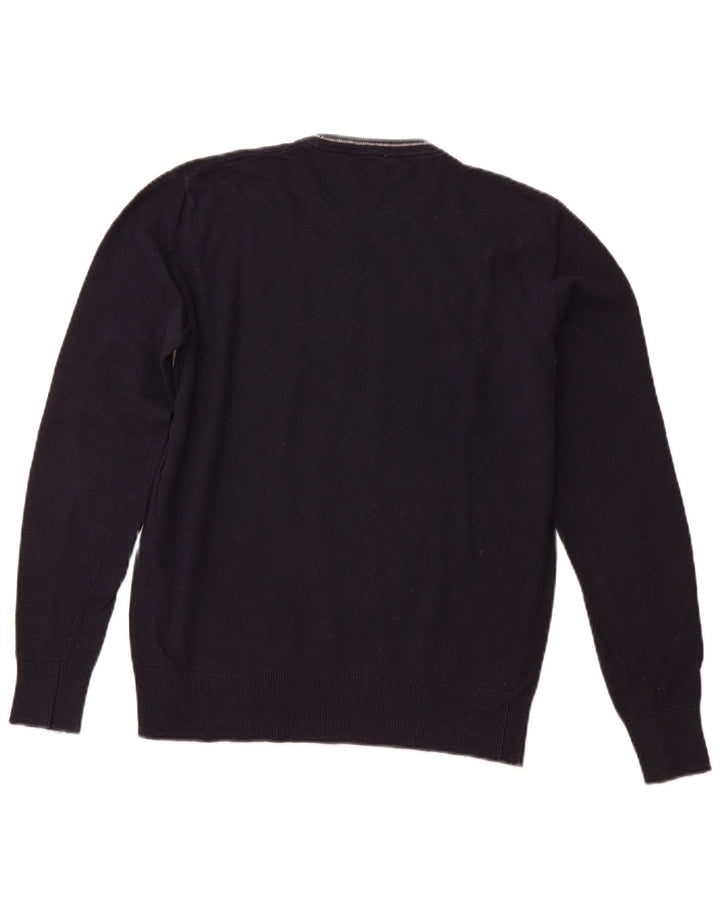 ARMANI JEANS Ανδρικό πουλόβερ με λαιμόκοψη με μεσαίο ναυτικό μπλε βισκόζη