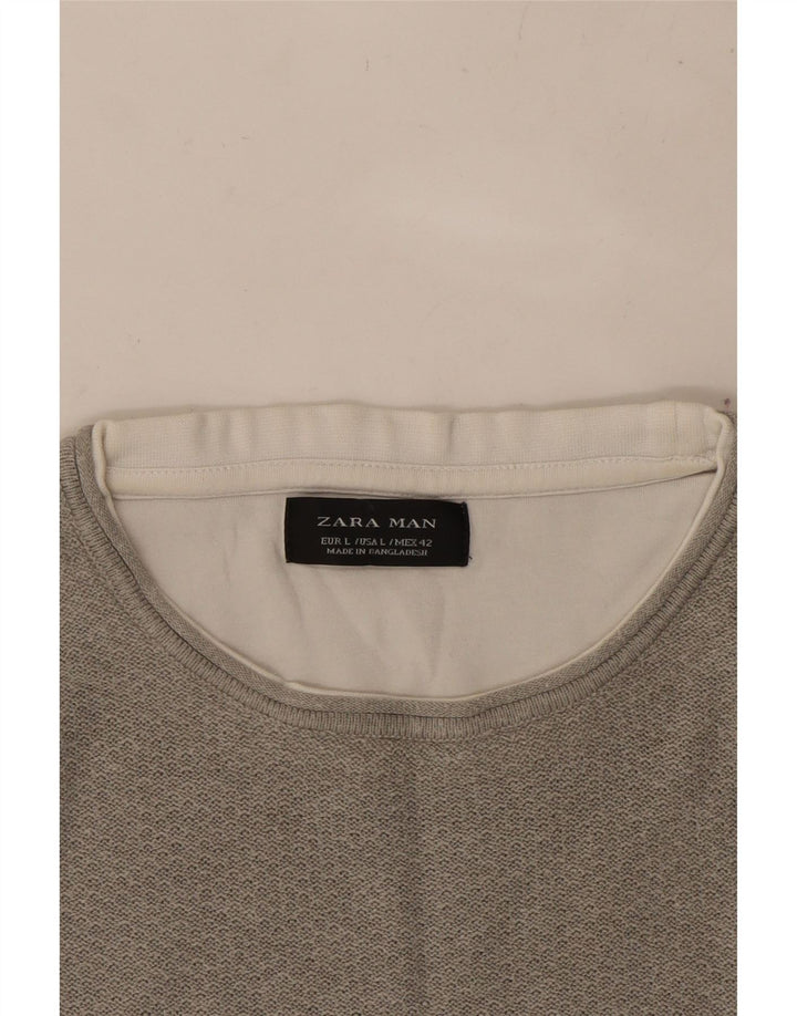 Ανδρικό T-Shirt ZARA Top Large Grey