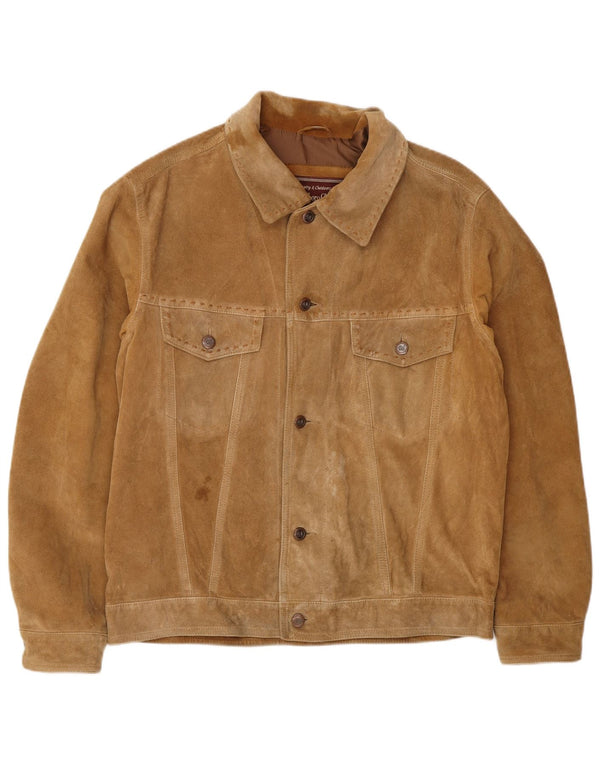 Ανδρικό Suede Jacket Marlboro Classics UK 40 Large Beige Leather