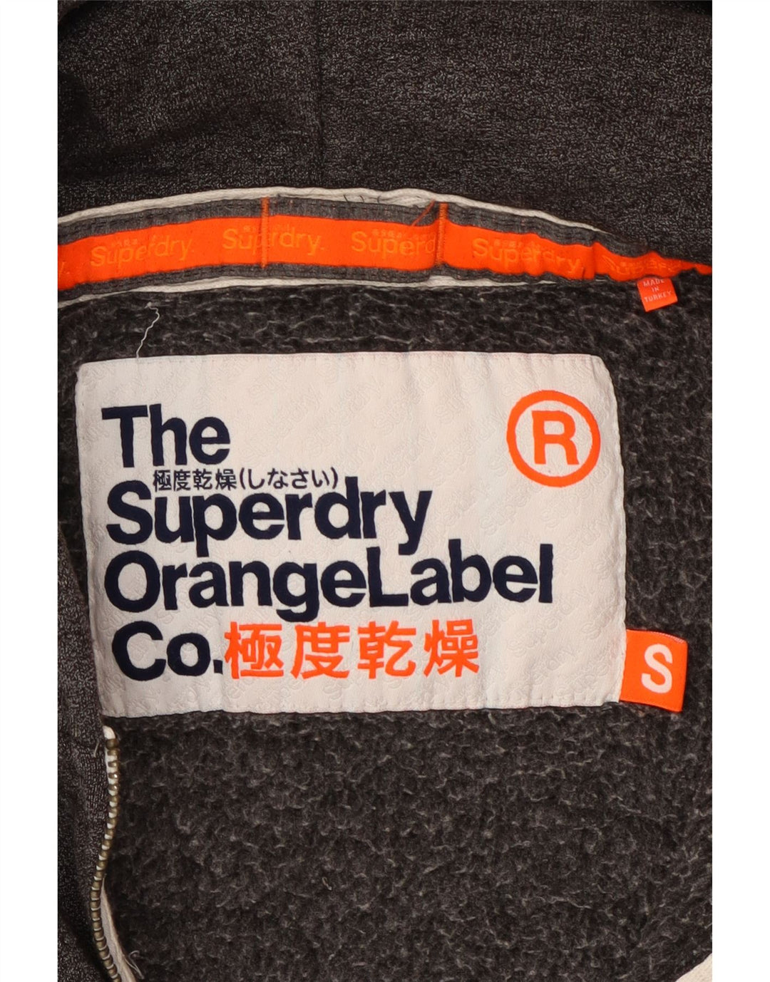 Ανδρικό πουλόβερ με κουκούλα με φερμουάρ Superdry, μικρό γκρι βαμβακερό