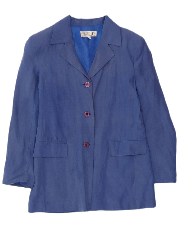 Ombraluce Γυναικείο τζάκετ Blazer με 3 κουμπιά IT 44 μεσαίο μπλε μεταξωτό