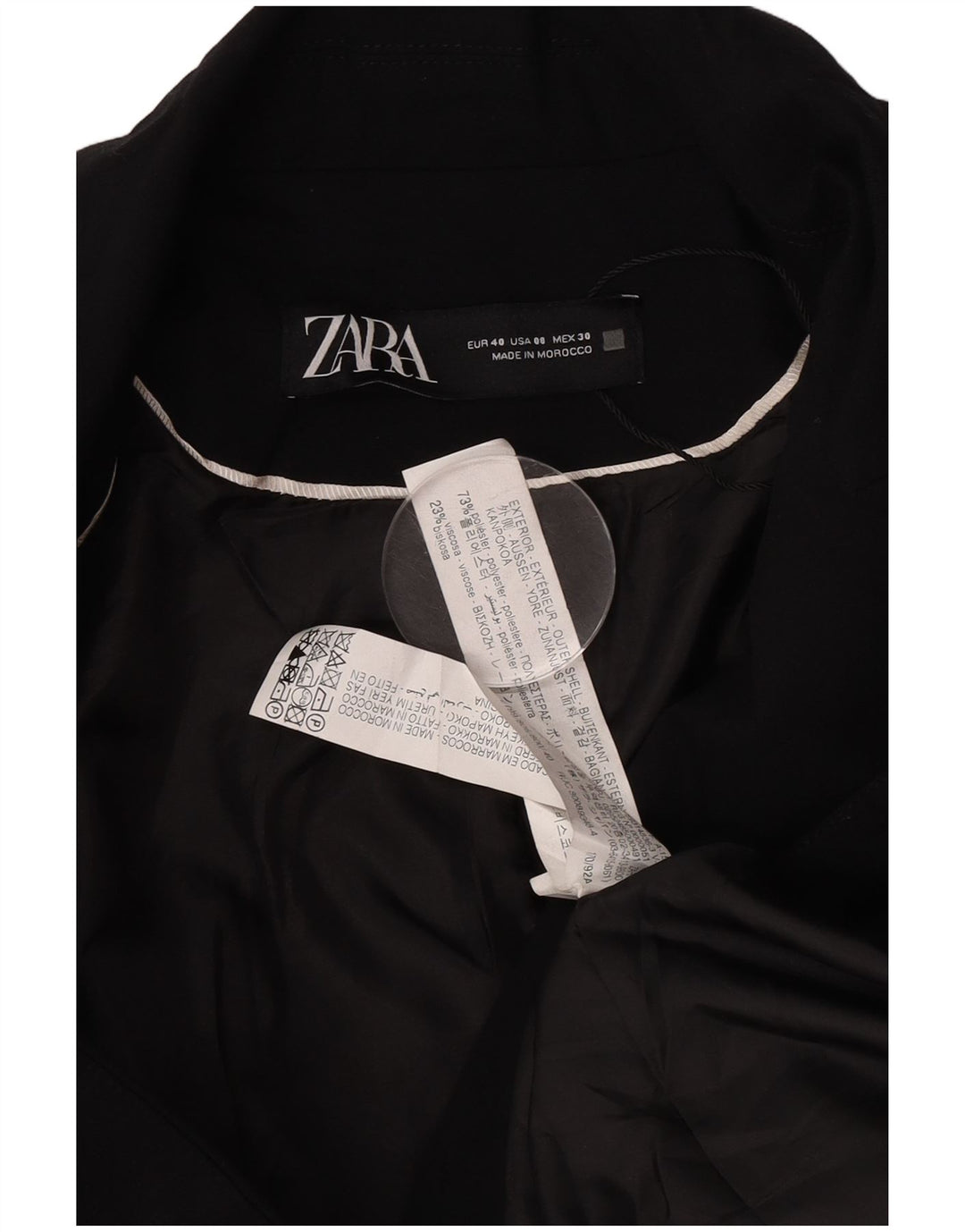 Zara Γυναικείο Μπουφάν σακάκι με 1 κουμπί EU 40 Μεσαίο μαύρο πολυεστέρα