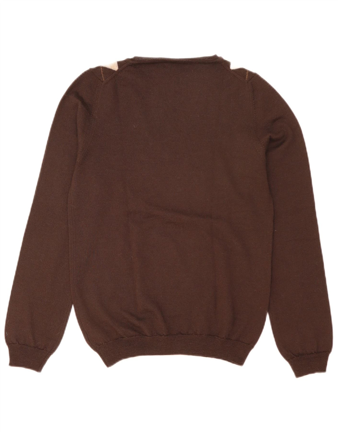 Massimo Dutti Γυναικείο πουλόβερ με λαιμόκοψη με V λαιμόκοψη UK 14 Large Brown Argyle/Diamond