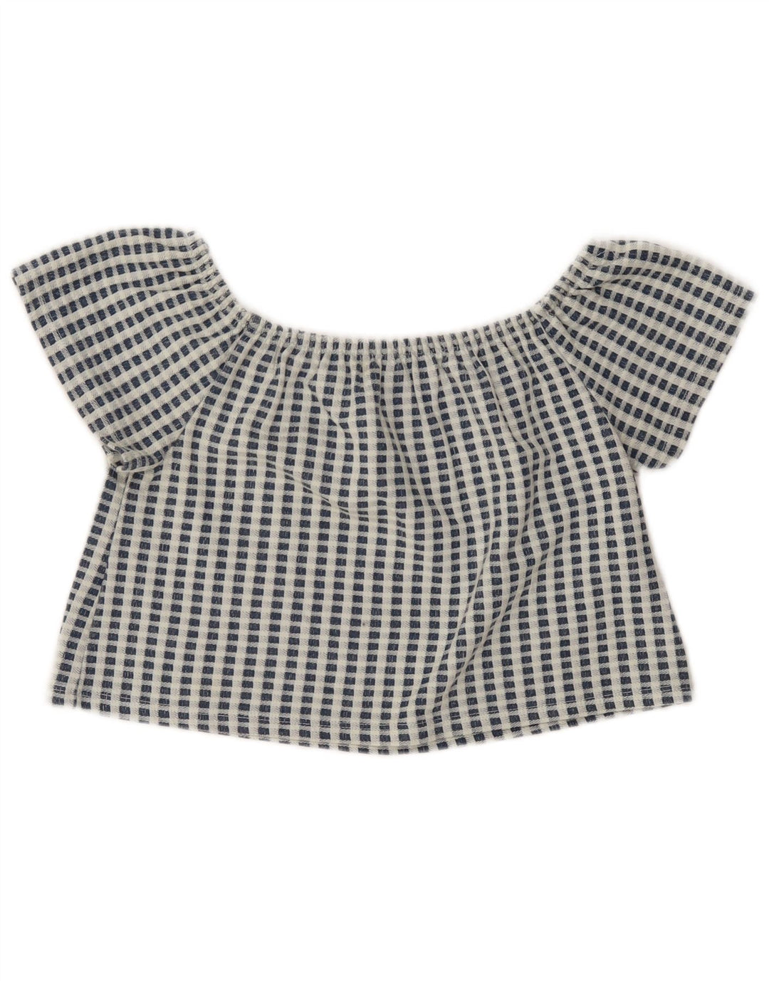 Zara Womens Trafaluc Crop Top 10 Small Blue Check Polyester